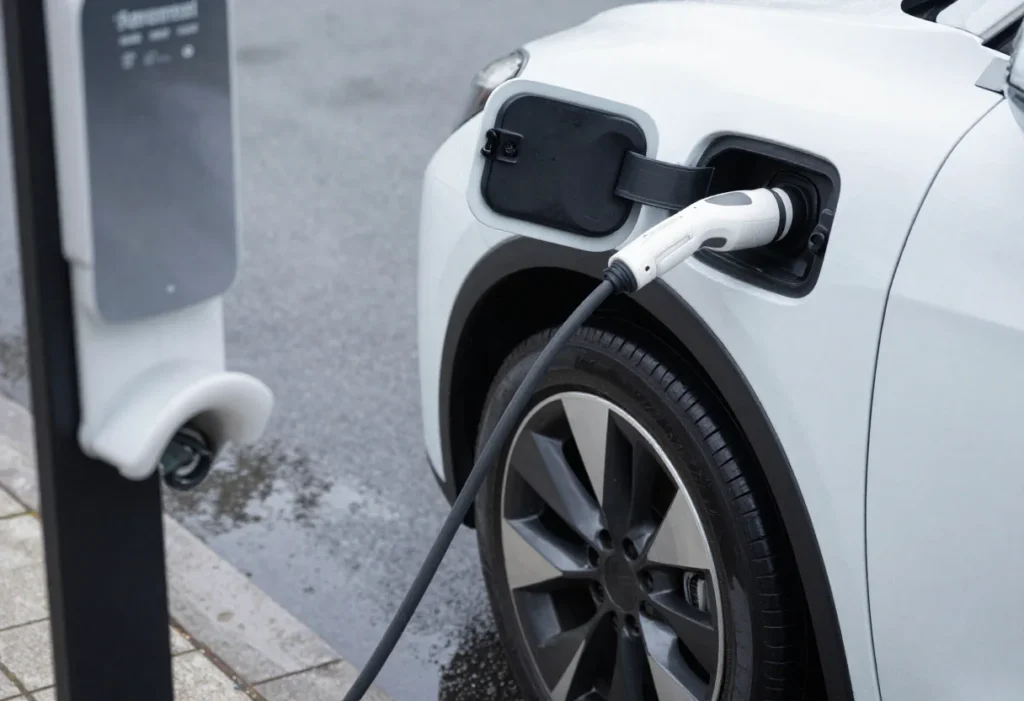 Electric vehicle charging at home using a wall mounted EV charging station